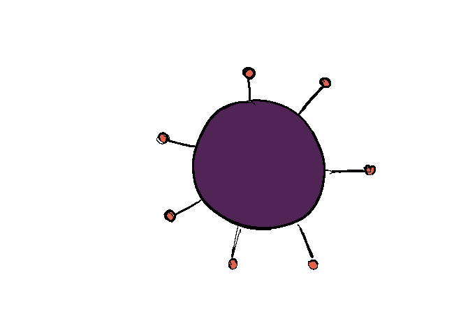 cartoon purple and orange virus