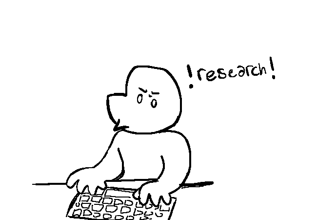 cartoon human typing at computer